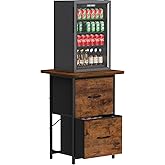 Snughome Mini Fridge Stand with Storage, Mini Fridge Cabinet Small Refrigerator Table Stand with Drawers, Heavy Duty 220 LBS, Compact Beverage Cooler Rack Shelf for Dorm, Apartment, Office Coffee Bar