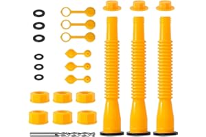 3-Piece Gas Can Spout Replacement Kit, No-Spill Nozzle Design with Flexible Tip, Compatible with 1/2/5/10 Gallon Tanks, Inclu