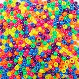 Neon Multicolor Mix Plastic Pony Beads 6x9mm, 500 Beads Bulk Bag