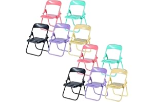 JJLFRESHENERS 10Pcs Multicolour Folding Chair Phone Stand, Mini Foldable Chair Phone Stand, Candy Color Universal Mobile Phone Holder,Foldable Stool Desk Decor Gift Accessories,Cute Mini Things,Workspace Organizers