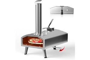 Disaenvir Wood Fired and Gas Pizza Oven - Multi-Fuel 12 Inch Outdoor Pizza Oven, Portable Propane Pizza Maker Oven Grill with Rotatable Pizza Stone for Outside BackYard Camping Picnic Garden