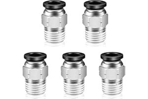 QITUO Push to Connect Fittings 4mm OD x 1/4 Inch NPT Thread Male Straight Pneumatic Tube Fittings Quick Connect Fittings Air Line Fittings Air compressor Fittings 5Pcs