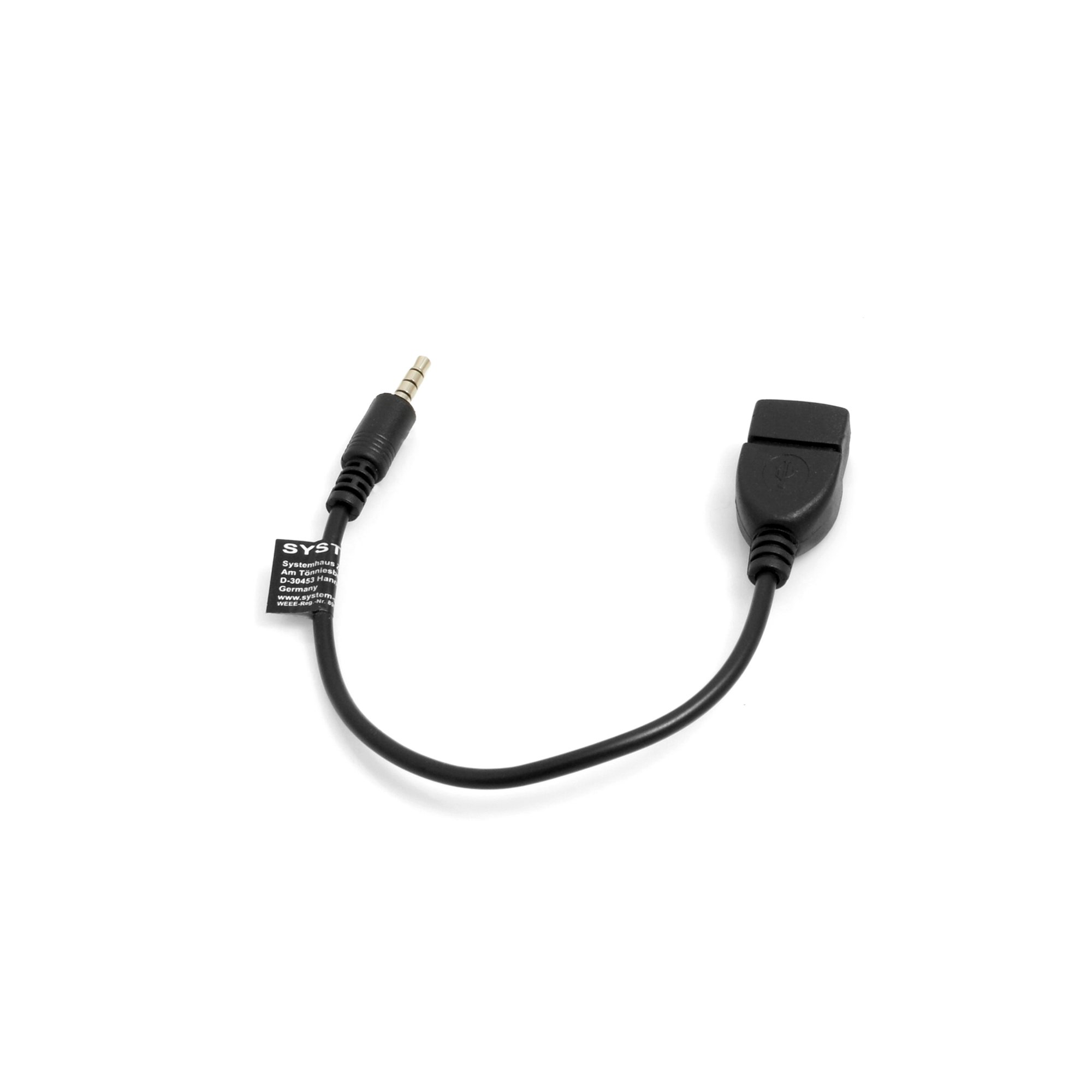 System-S USB Type A (Female) to 3.5 mm Jack Sound Plug AUX Audio Cable, Black