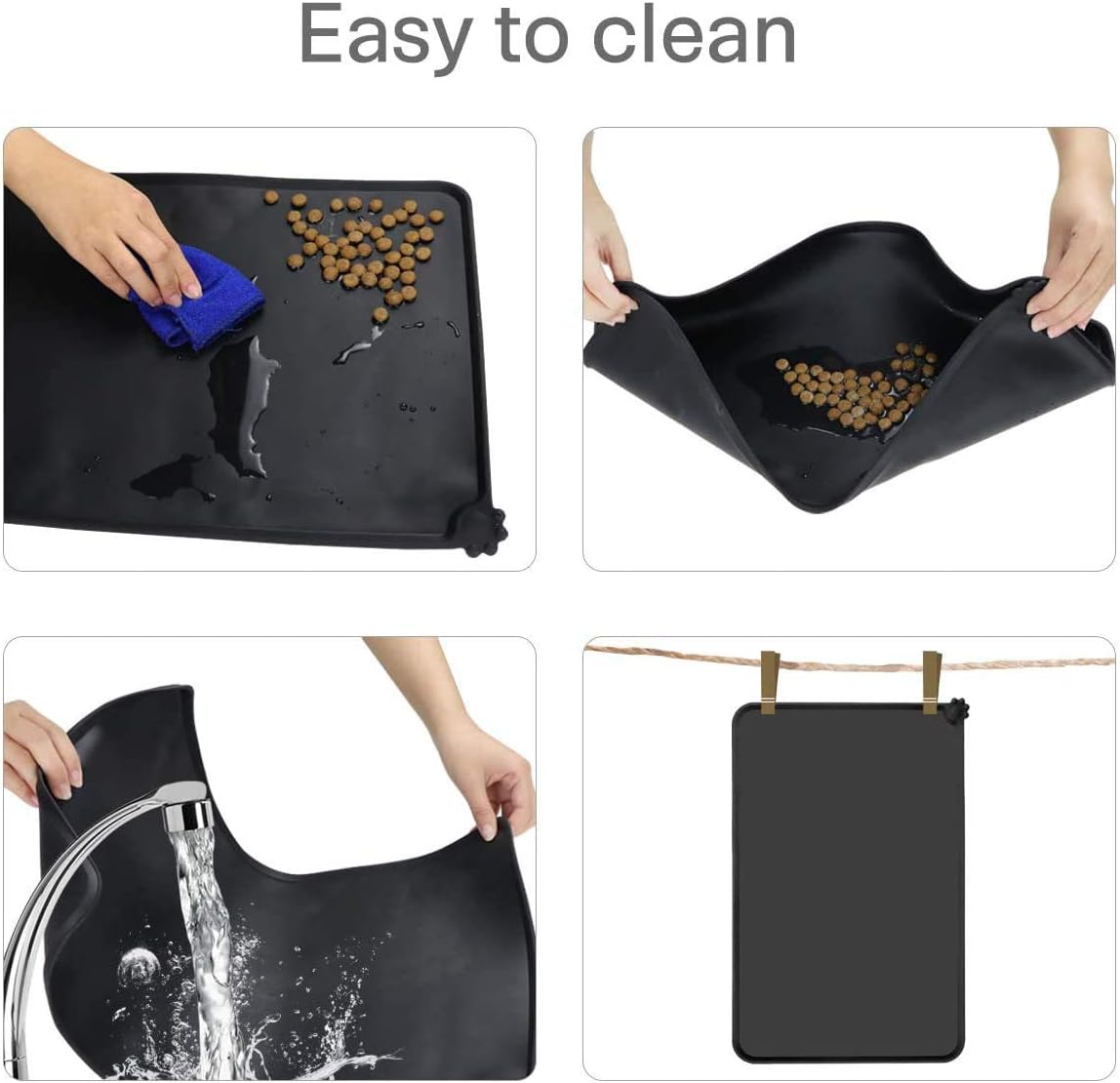 Jiuhao Dog Cat Food Bowl Mat, Silicone Pet Feeding Mat Wipe Clean, Non Slip, Prevent Food Spills, Large (21.6inx15in) - Image 5