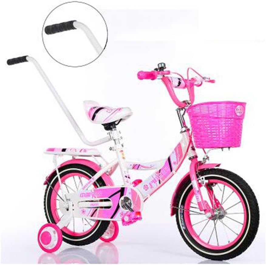 HAIZHEN Girl's Bike with Basket, 12, 14, 16 or 18 inch girls bike with training wheels, gifts for kids, girls' bicycles for newborn (Color : Pink, Size : 12 inches)