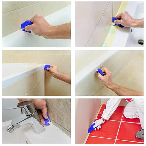17-Piece Caulking Tool Kit - Silicone Finishing Tools, Grout Scraper, Remover, Nozzles & Caps