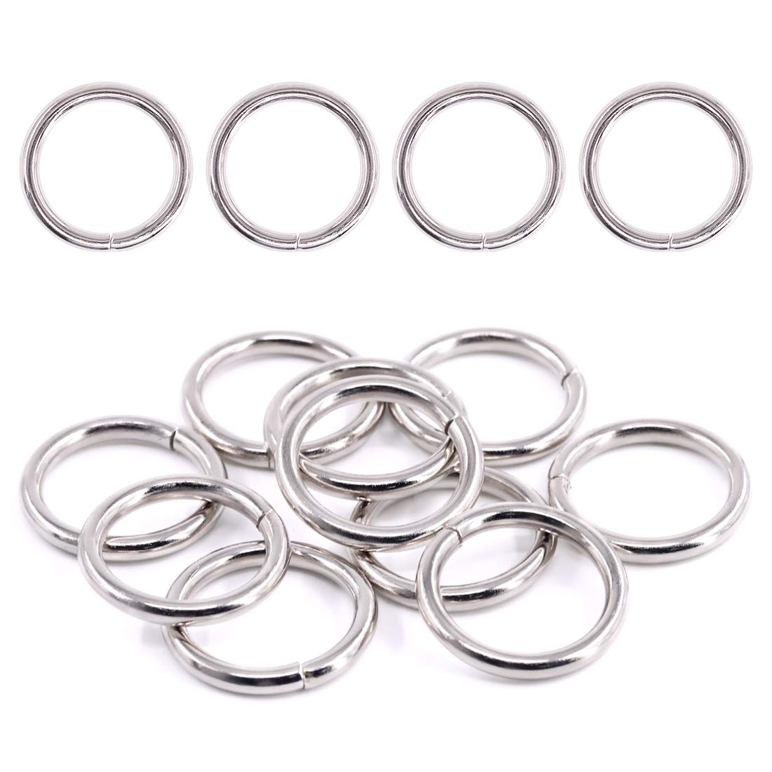Swpeet 60Pcs 1 Inch / 25mm Heavy Duty Multi-Purpose Metal O Rings for Hardware Bags, Belts, Dog Leashes & More (Sliver)