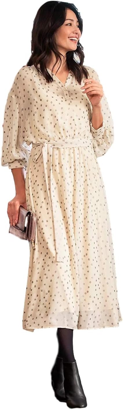 Amazon Co Jp ドゥクラッセ 箔プリント シフォンワンピース 119 服 ファッション小物