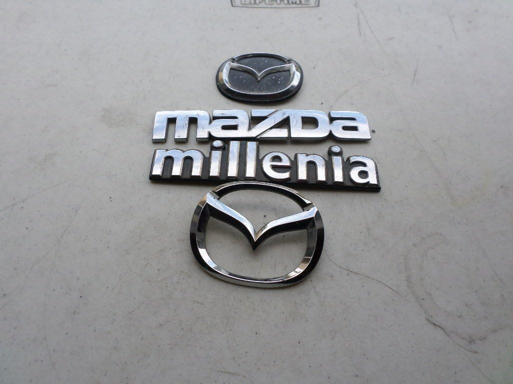 Amazon 01 マツダ ミレニア フロントグリル T032 51 731 スクリプト リアトランク クローム エンブレム T034 51 721 ロゴ T033 51 730 バッジ T033 51 711 シンボル 4セット デカール エンブレム 車 バイク