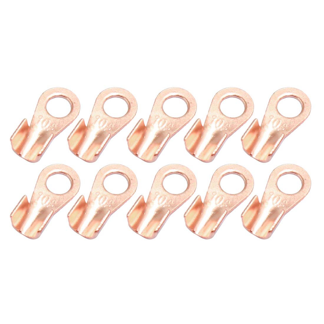 sourcing map 10pcs 10A Copper Ring Terminals Lug Battery Cable Connector