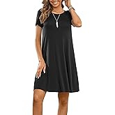 DUSDIMON Women's Summer Casual Tshirt Dresses Short Sleeve Cover ups Beach Loose Dress