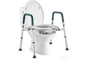 Raised Toilet Seat with Handles, Toilet Seat Riser for Seniors with Adjustable Height & Width, 400lb Cozy Padded Elevated Toi