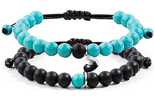 Tokcousun 2 Pcs Magnetic Couples Bracelets Matching Bracelets Adjustable Connecting Bracelets, Double Rope Strong Couple Valentines Day Gifts Friendship Beads Bracelet