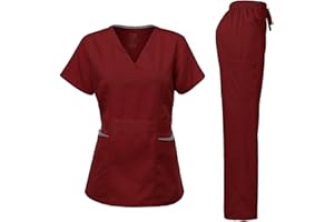 Dagacci Medical Uniform Women's Scrubs Set Stretch Ultra Soft Contrast Pocket