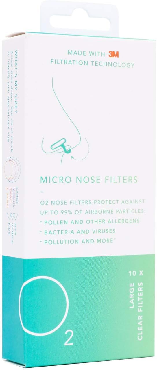 O2 Nasal Dilators with 3M Filtration Technology | Pack of 10 | Allergy Relief | Large