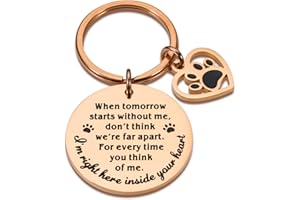 KINMES Pet Memorial Gifts When Tomorrow Starts Without Me Dog Cat Remembrance Keychain Loss of Dog Pup Puppy Sympathy Gifts for Men Women Pet Lover Owner Friends Rainbow Bridge Paw Print Keepsake Gold Rose