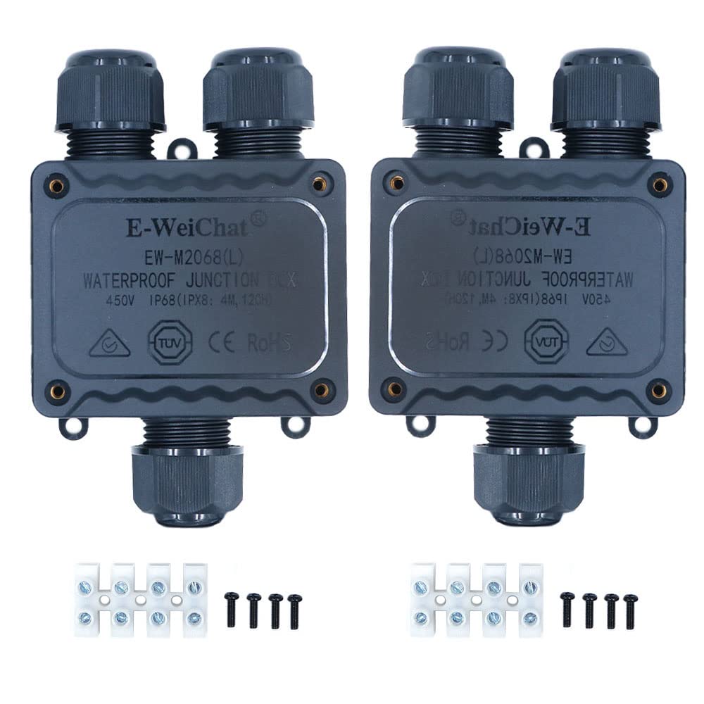 ZONADAH Pack of 2 3-Way Y-Type IP68 Waterproof Electrical Cable Wire Connector Junction Box 450V 41A 4M Depth 9-12 mm Outdoor Garden Lighting Wiring