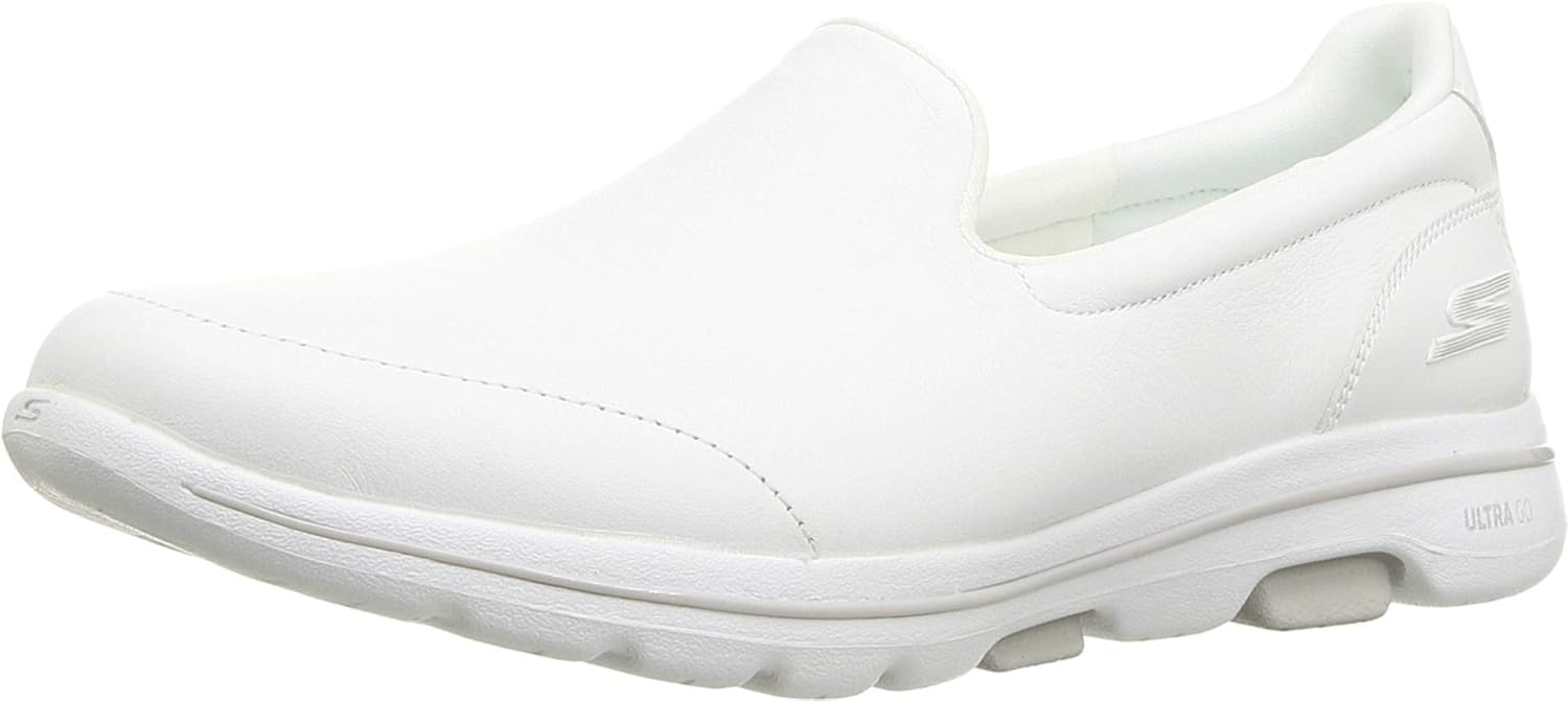 skechers go walk white slip on