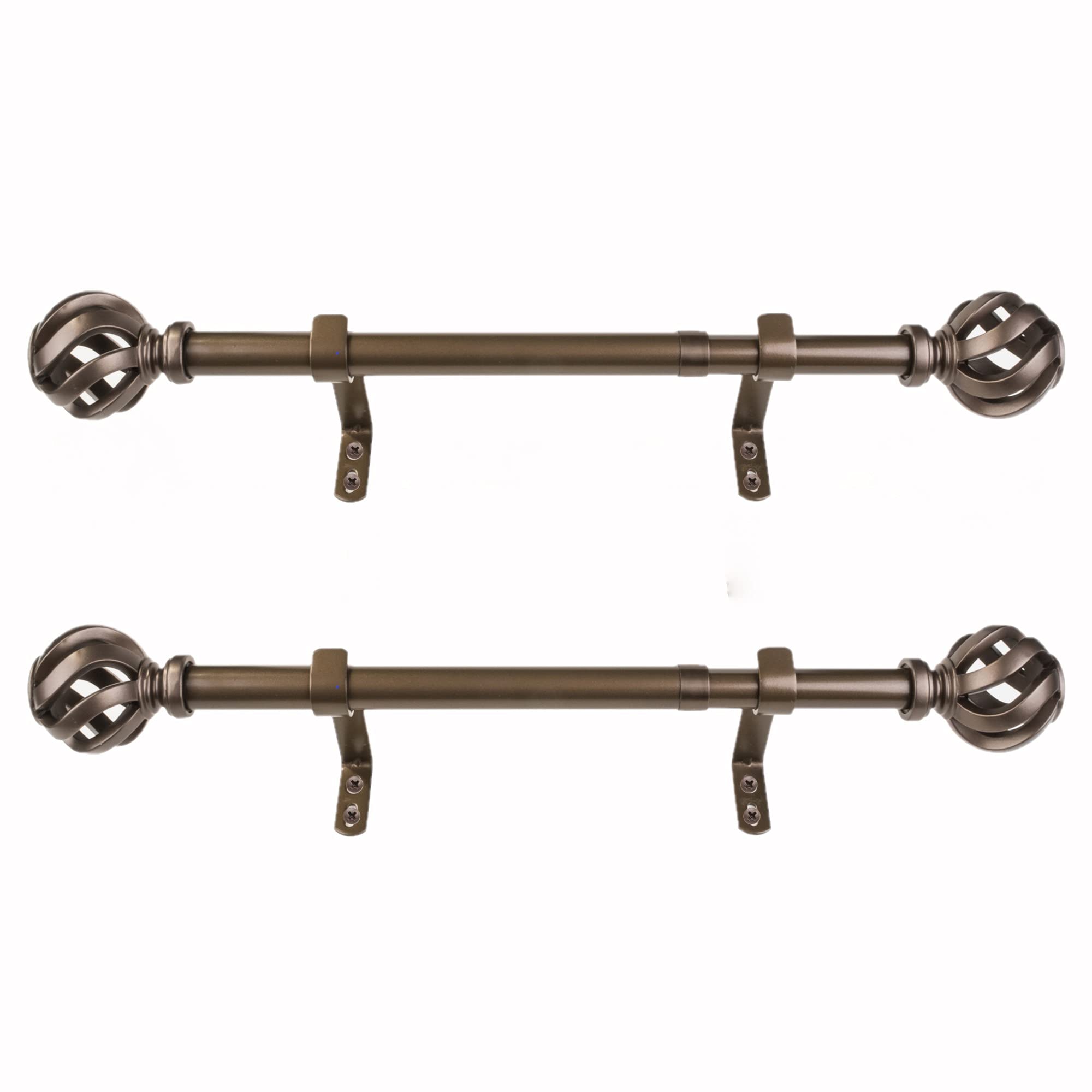 Decopolitan Side Curtain Rod Pair, Dark Bronze, 12 to 20 Inches