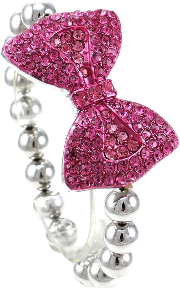 Soulbreezecollection Hot Pink Fuchsia Rhinestone Bow Tie