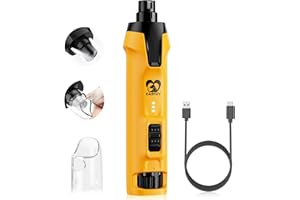 Casfuy 6-Speed Dog Nail Grinder – 50%+ Boost Power Dog Nail Trimmers Quiet with Dust Cap & 2 LED Lights & 2000mAh Battery & 4.8V Motor Electric Pet Toenail File Tool for Large Medium Small Dogs Cats