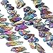 SUNYIK Crystal Points Rock Quartz Rough Stones Loose Beads for Jewelry Making Top Drilled,Titanium Coated Crystals,Rainbow