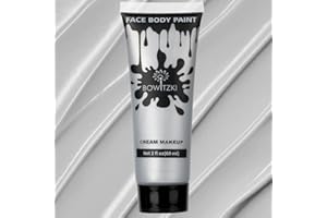 Bowitzki Face and Body Paint 2oz Cream Makeup 60ml Water Based Face Painting Special Effects For Adults Children Kids Halloween Christmas Party Stage Cosplay (Silver)