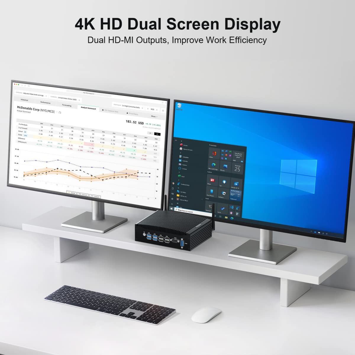 VENOEN Mini PC Lüfterlos i5 Fanless PC Indsutrie Core i5 8250U/8350U, 16GB RAM 512GB SSD, 2X HD 4k Ausgang, 2X RS232 COM, WiFi, 2X Gigabit Ethernet, Industrial PC für Home/Business/Billboard 5