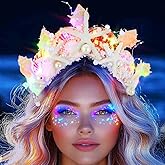 DRESBE Light Up Starfish Tiara and Crown LED Seashell Conch Headband Summer Beach Mermaid Hair Accessories for Women