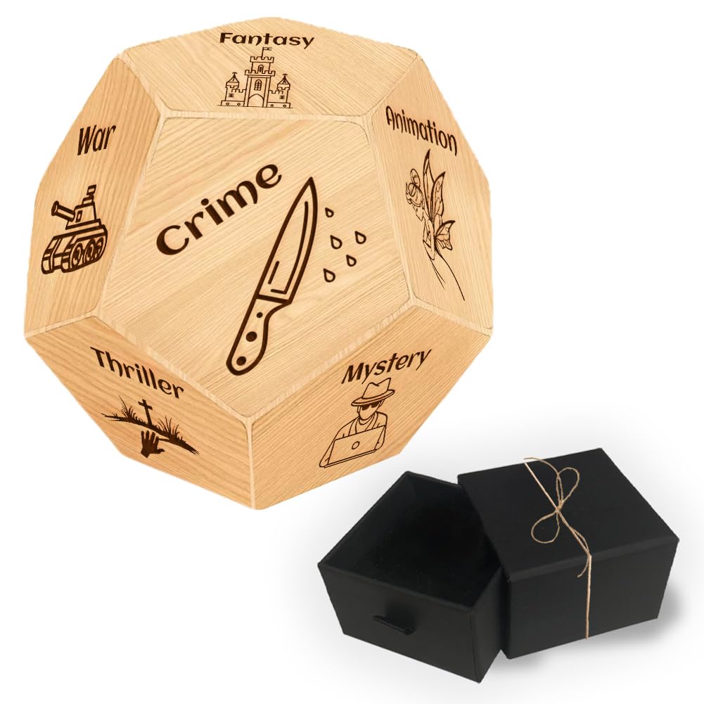 UNICRAFTALE Date Night Dices Couples Gift Ideas Wooden Decision Dice Games Film Genre Decisions Dice Funny Present for Men Woman Birthday Christmas Valentine's Day