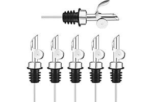 MYTOAU 6PCS Stainless Steel Liquor Bottle Pourers Spout Weighted Olive Oil Dispenser for Bar Vinegar Syrup Juice Whiskey Beve