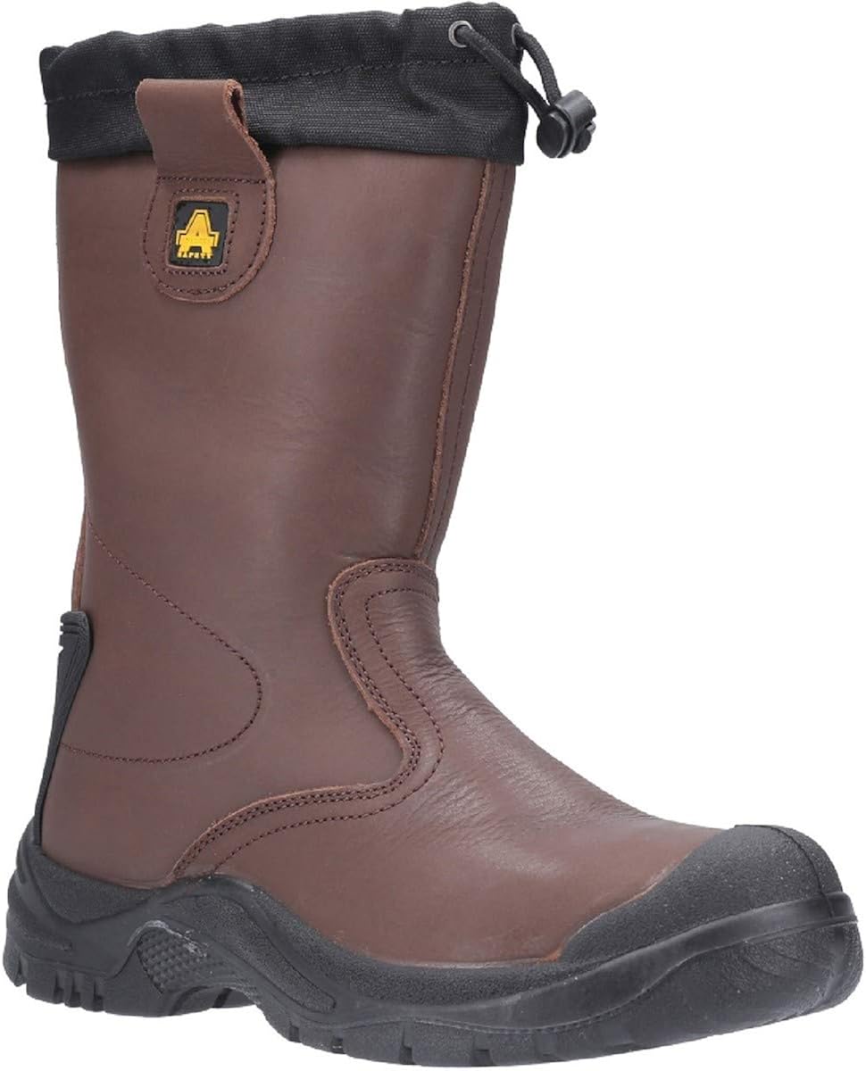 Amblers Mens Waterproof Rigger Boots Brown Crazy Horse Leather Safety