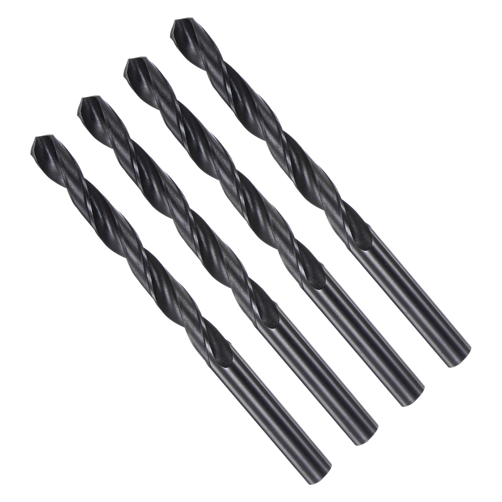CoCud Twist Drill Bits, 8.8mm Cutting Diameter 0.35" Shank, High-Speed Steel Black Oxide Coating Jobber Bit Set (Applications: for Metal Wood Plastic), 4-Pieces