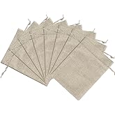 Lucky Monet 25/50/100PCS Burlap Gift Bags Wedding Hessian Jute Bags Linen Jewelry Pouches with Drawstring for Birthday, Party, Wedding Favors, Present, Art and DIY Craft (100Pcs, Cream, 5” x 7”)