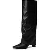 Modatope Knee High Boots Women Fold Over Knee High Boots Chunky High Heels Long Boots Zipper Pointed Toe Dress Tall Boots for Women