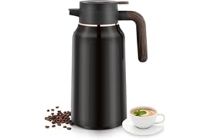 Thermal Coffee Carafe - 2L/70oz Double-Walled Vacuum Insulated Stainless Steel Coffee Carafe with Ergonomic Handle - Hot & Co