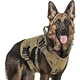 rabbitgoo Tactical Dog Harness for Large Dogs, Military Dog Harness with Handle, No-Pull Service Dog Vest with Molle & Loop P