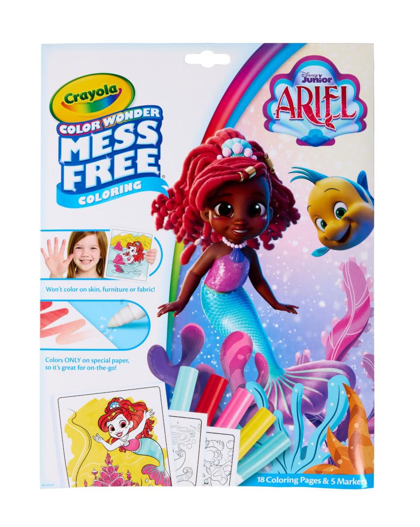 CRAYOLA Color Wonder - Ariel Colouring Mess-Free Book (Includes 18 Colouring Pages & 5 Magic Color Wonder Markers)