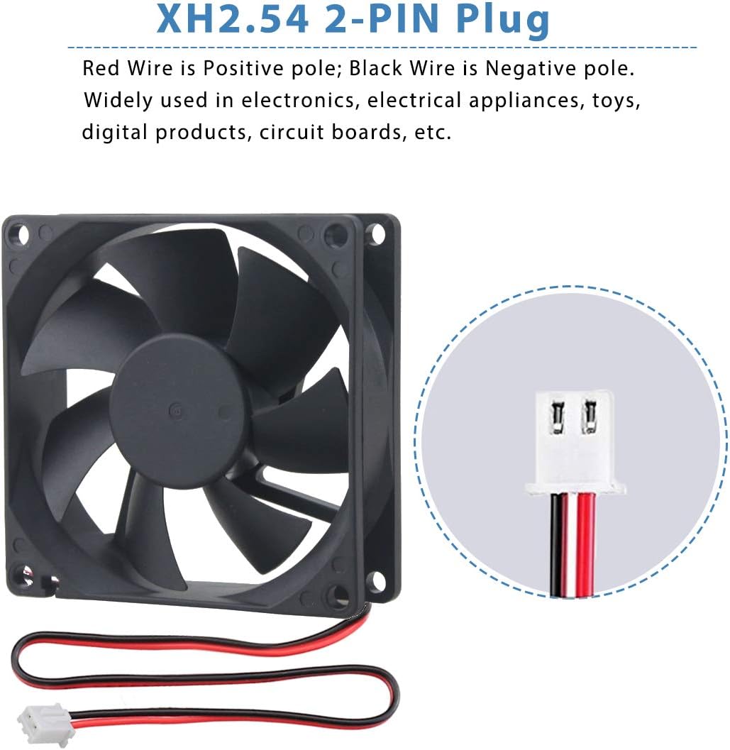 GDSTIME 24V 80mm Fan 80 x 25mm PC Case Fan 2PIN 2800 RPM 43.6 CFM 24V DC Brushless Computer Cooling Fans for Computer Xbox Game Console Router TV box - Image 4