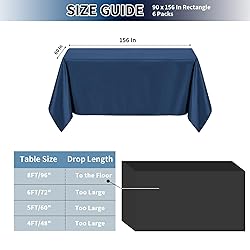 PureFit 6 Pack Navy Blue Table Cloth 90 x 156