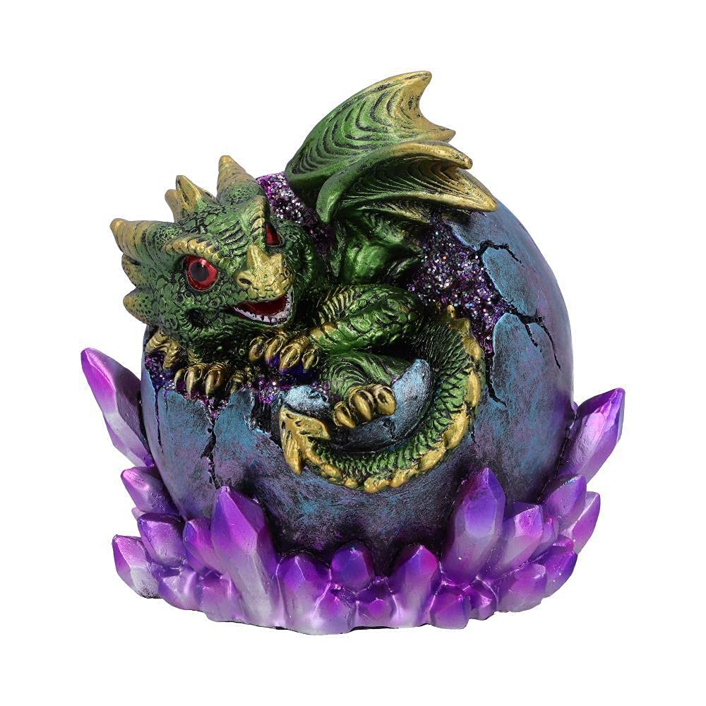 Nemesis Now Emerald Hatchling Glow Dragonling Green Dragonling Crystal Figurine, 12.5cm