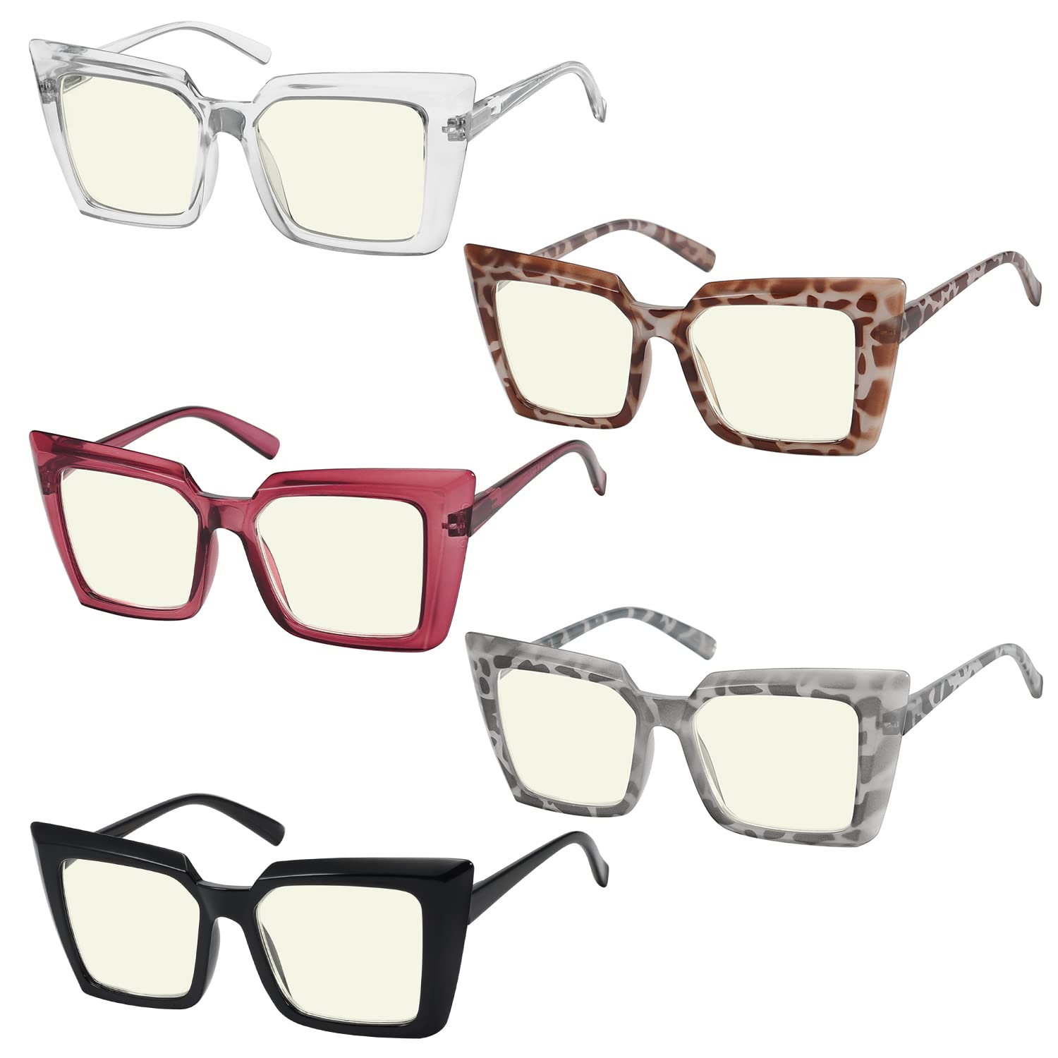 Eyekepper 5-pack Oversized Reading Glasses Blue Light Blocking Women Computer Readers 1.5