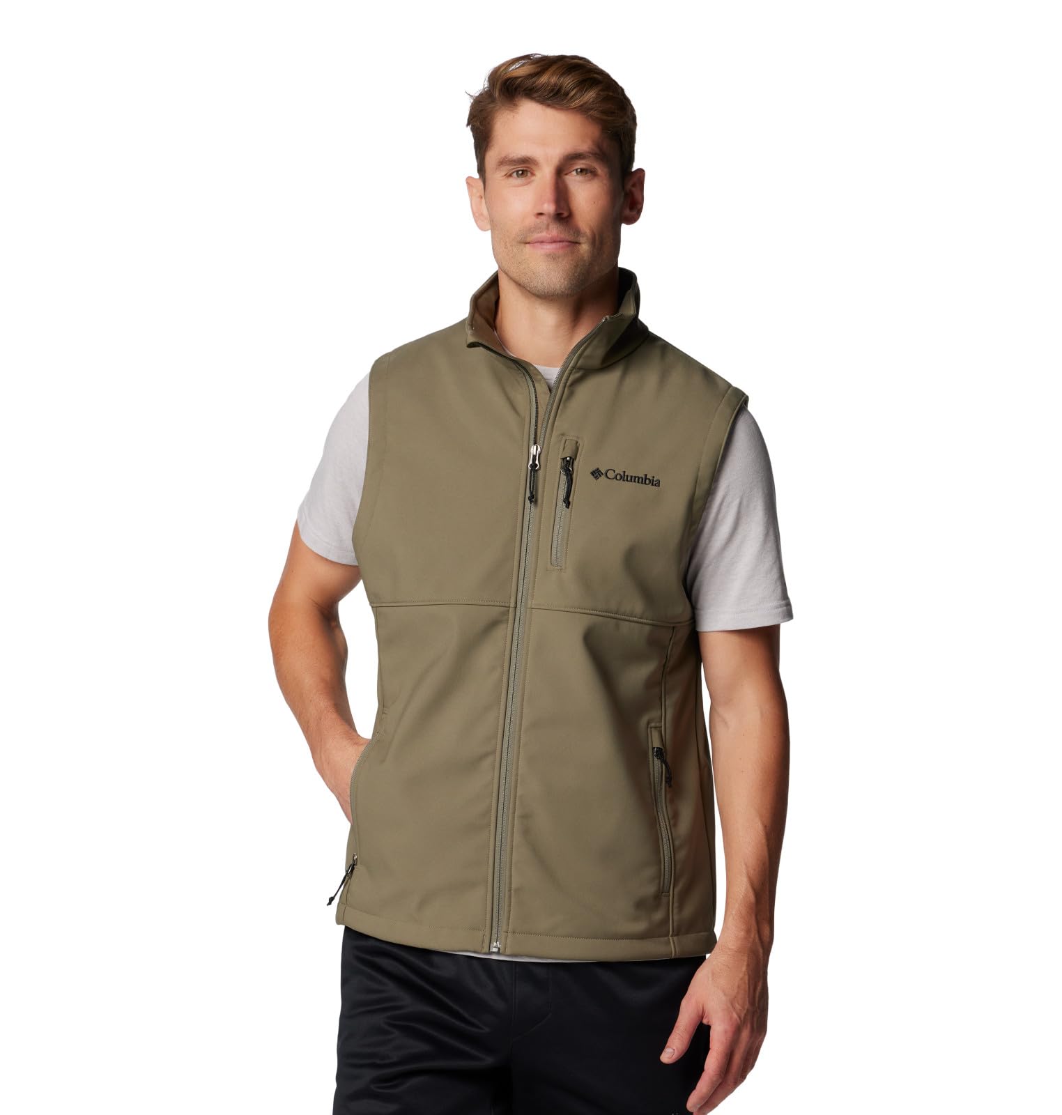 Columbia Mens Ascender II Softshell Vest, Stone Green, 5X Tall