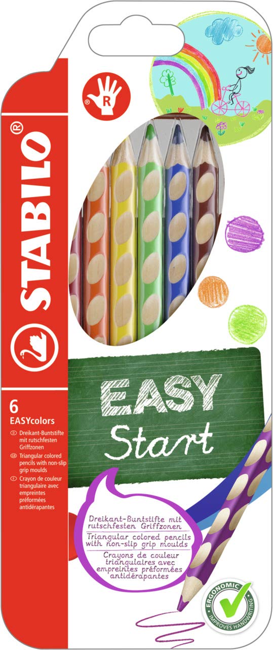 STABILO Colouring Pencil EASYcolors - Right Handed - Wallet of 6 - Assorted Colours