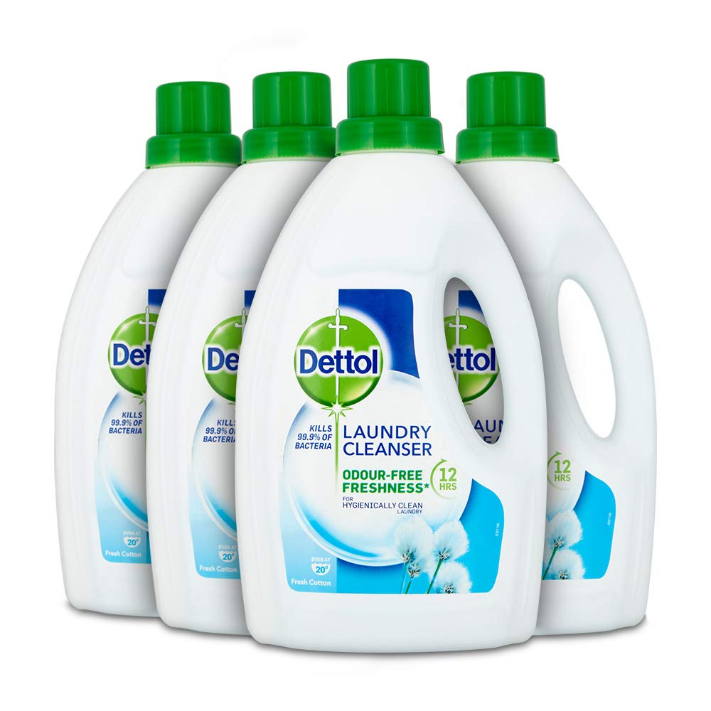 Dettol Antibacterial Laundry Cleanser Fresh Cotton 1.5 L, Pack of 4