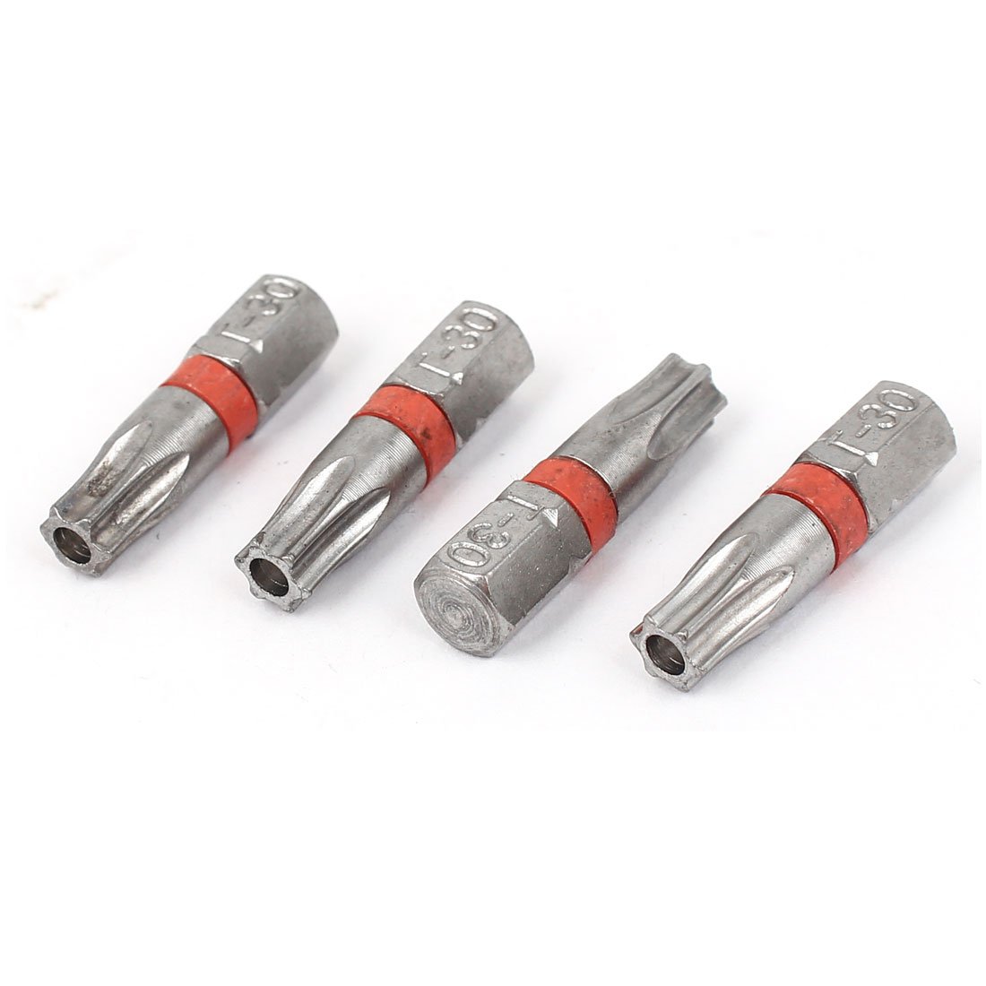 Sourcingmap 1/4" Hex Shank Magnetic T30 Torx Security Screwdriver Bit Gray 4pcs