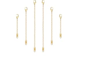 Changyeah 6 Pcs Plated Necklace Extender Chains Set (2.9in/5in/7in) with Lobster Clasps - Stainless Steel DIY Jewelry Making 