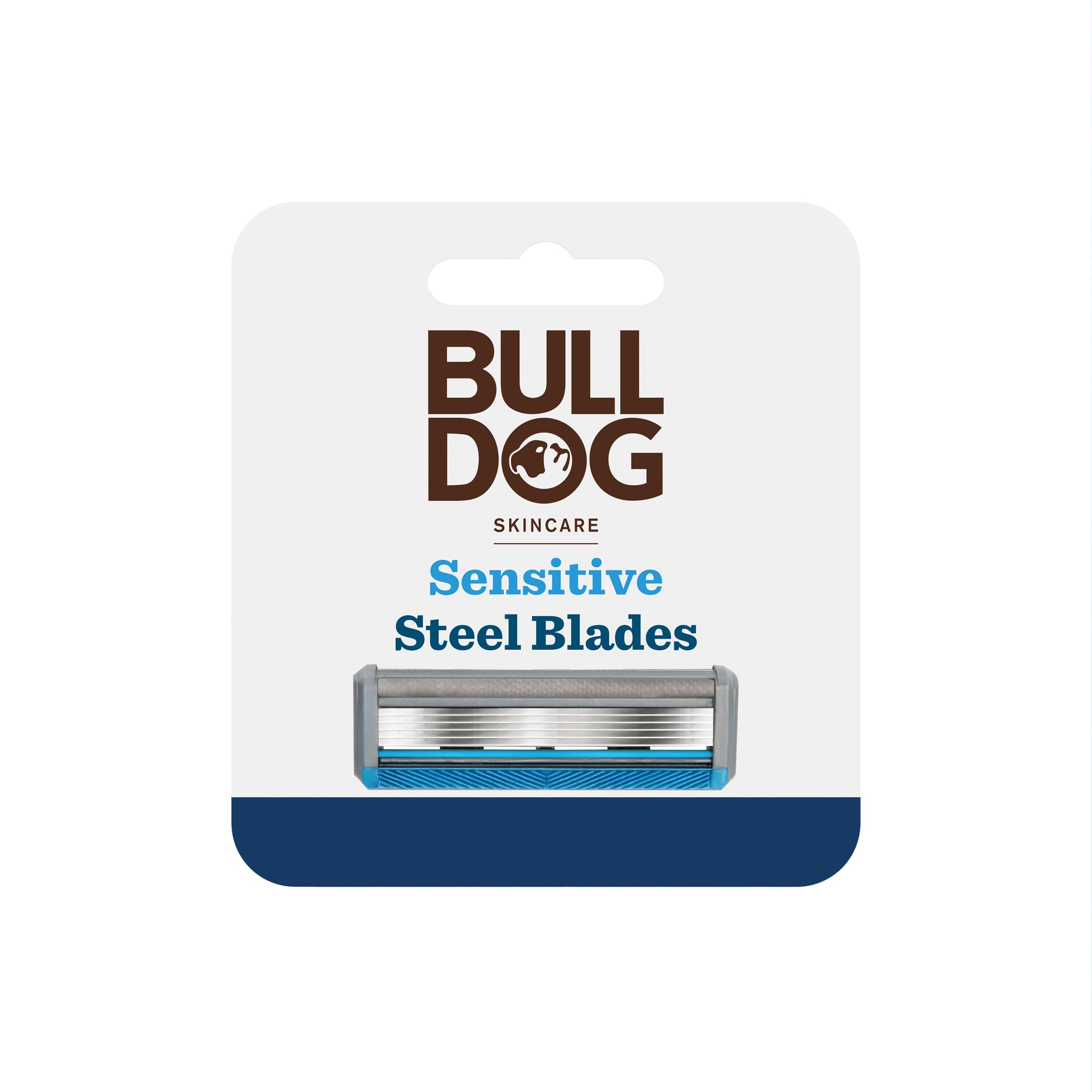 Bulldog Skincare Sensitive Men's Razor Refills, With 5 Tempered Steel Blades on Each of the Four Refill Blades, Works With All Bulldog Reusable Razor Handles, 4 Pack