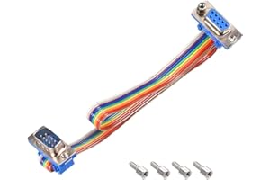 uxcell IDC Rainbow Wire Flat Ribbon Cable DB9 Male to DB9 Female Connector 2.54mm Pitch 11.8inch Length