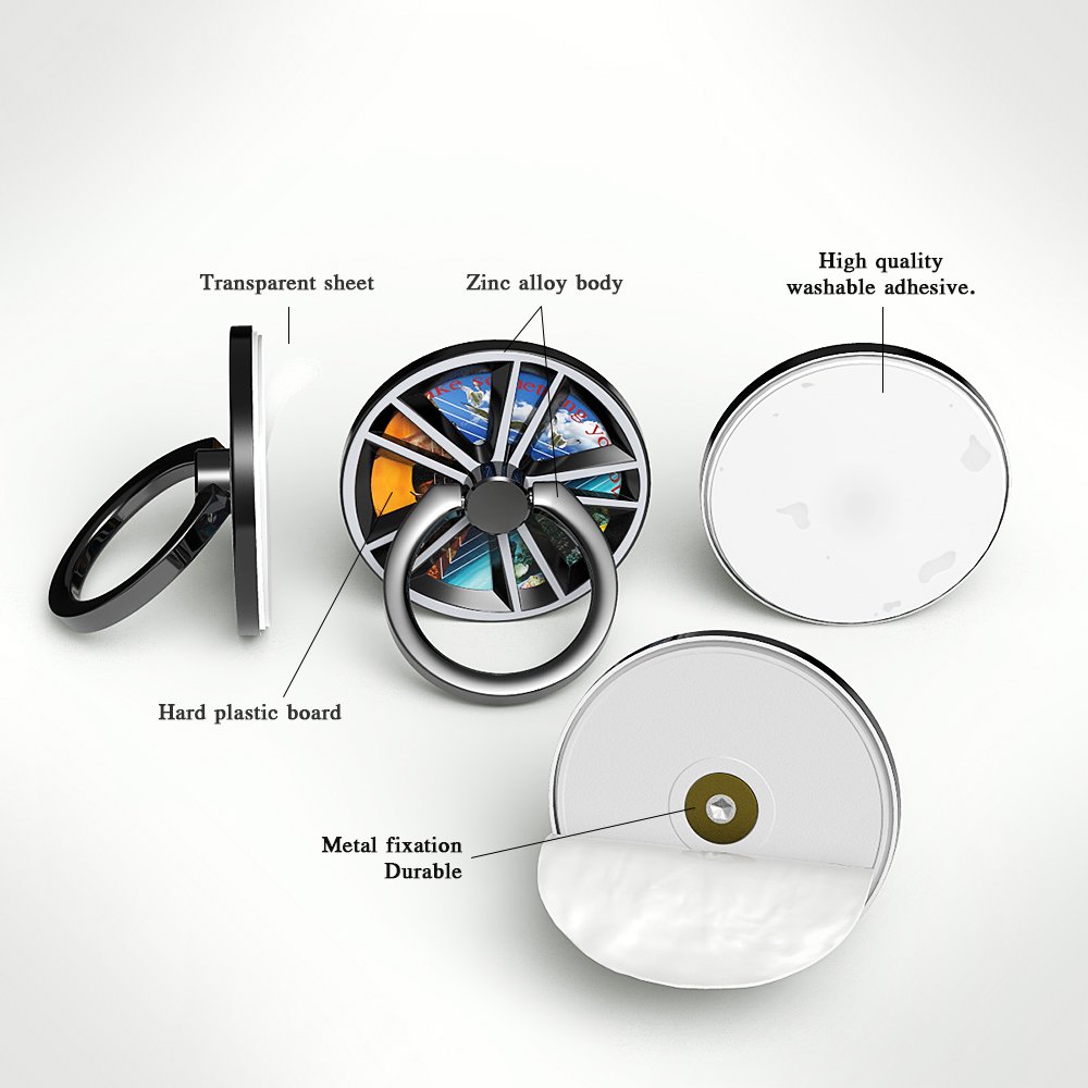 Finger Phone Ring Stands-Finger Spinner Knob Portion Function for Smart Cellphone Mount (Black & Siliver)